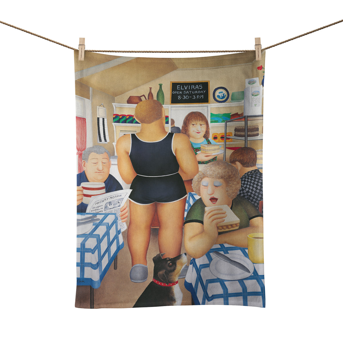 Elvira's cafe Tea Towel